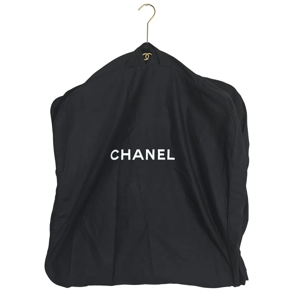 CHANEL Authentic Garment Bag & Velvet Gold CC Hanger Black Logo Suit Cover EUC